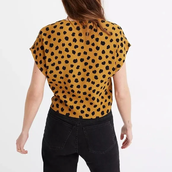 Madewell Leopard Wrap Top, Sz Small - Picture 4 of 7